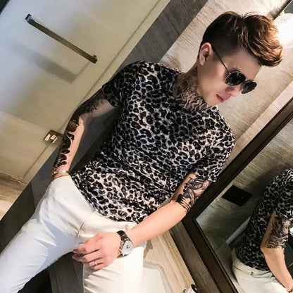 Fashion Men's Autumn Winter Luxury Clothing Heat Keep Warm Casual T-Shirt Mock Neck Tops Stripe Long Sleeve Gold Velvet T-Shirts