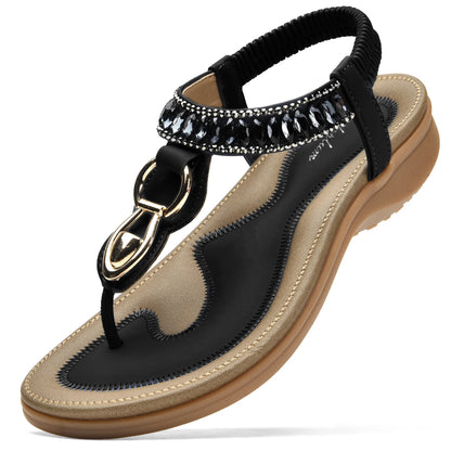 Womens T-Strap Flip Flop Thong Sandals Beach Shoes for Women Comfortable Summer Dressy Flat Sandals