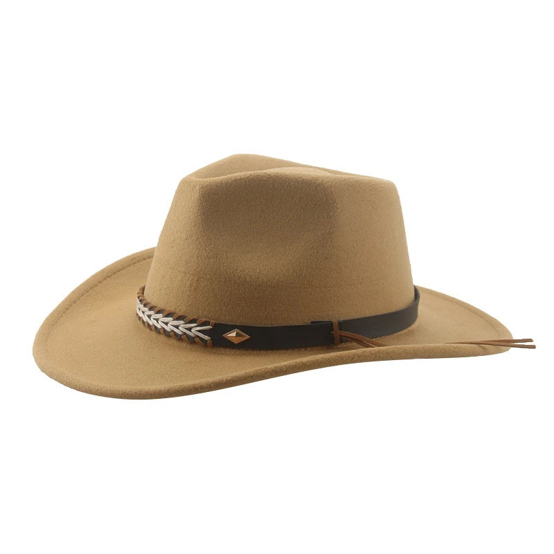 Stylish Wide Brim Straw Hat for Women Men Summer Beach Sun Hat Classic Fedora Panama Hat with Leather Band