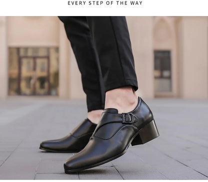 Leather Men Dress Shoes High Heel British Mens Elevator Business Shoes Wedding Party Male Oxford Footwear Increasing 6/8cm