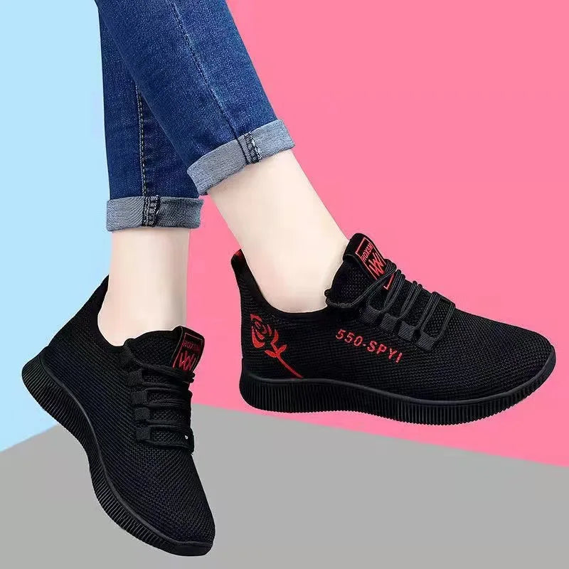 2025 Women's Vulcanized Shoes Breathable Female Shoes Fashion Air Vulcanized Shoes Mesh Womens Casual Sneakers Zapatos De Mujer