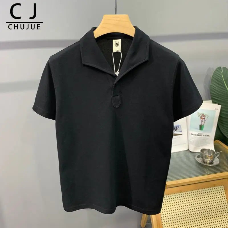 Men's Clothing Comfortable Casual Solid Color Orange Polo Shirt Short Sleeve T-Shirt Summer Loose Fit Collared Trendy Everyday