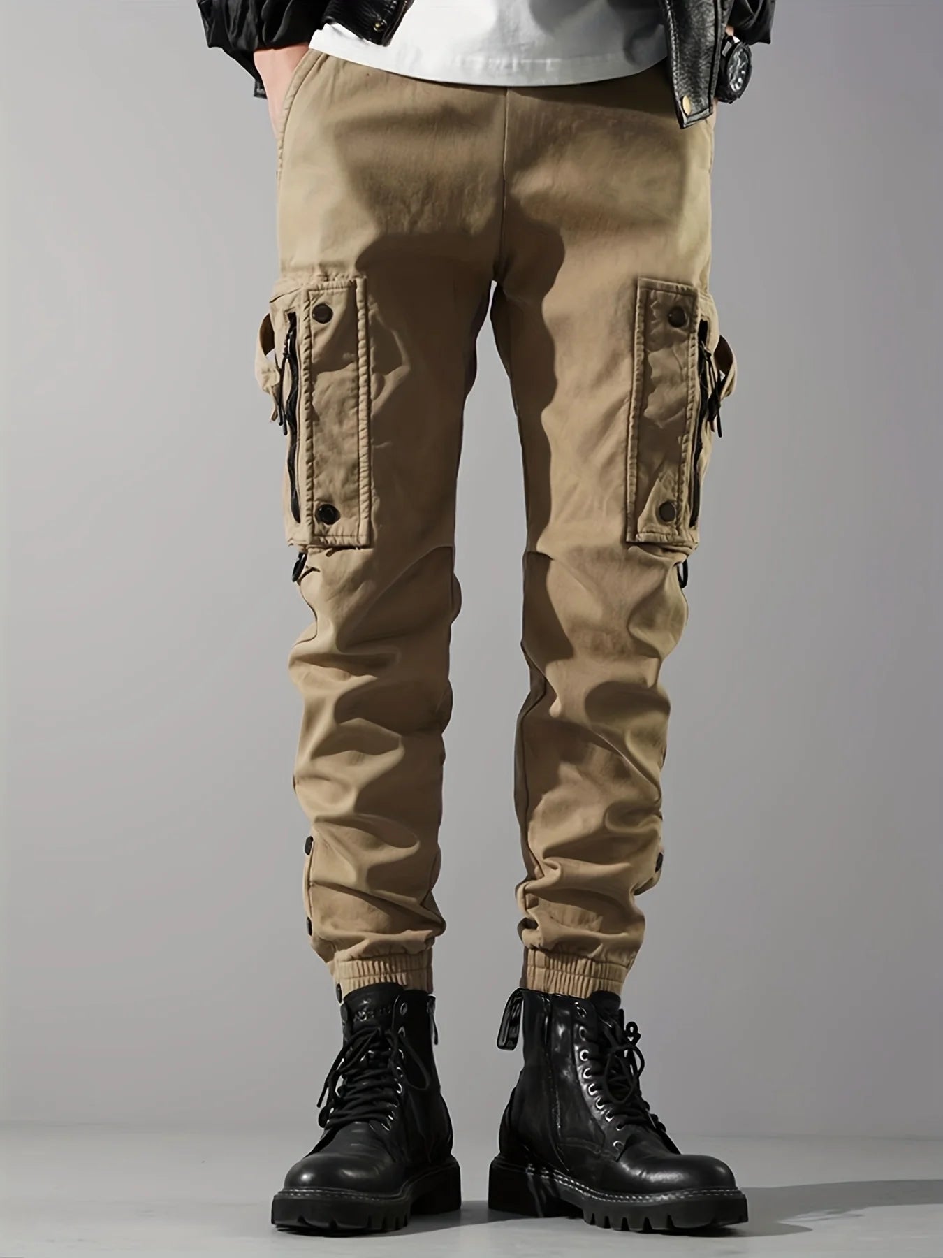Work Pants Mens Casual Pants Elastic Waistband Oversized Pants With Multiple Pockets Loose Big Size Oversized Trousers