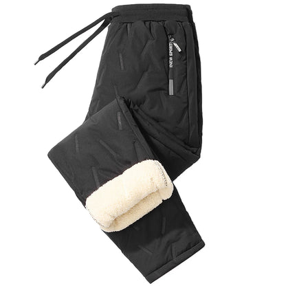 Winter Men Fleece Sweatpants Pant with Zipper Pockets Winter Warm Fleece Pants Casual Slim Sweatpants Pants Waterproof Thermal