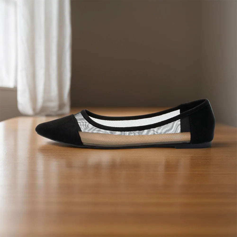 Women Slip on Flat Shoes Pointed Toe Dress Flats Mesh Ballerina Walking Flats Shoes for Women Dressy Casual Work Office