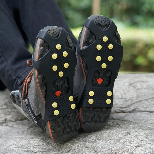 1Pair 10 Studs Snow Ice Gripper Climbing Shoe Spikes Grips 25-48 Size Anti-Skid Cleats Overshoes Crampons Spike Shoes Crampon