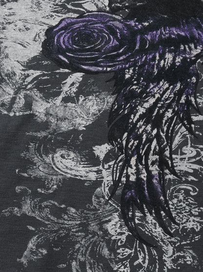 Women s Loose Gothic Tops Retro Graphic Print Short Sleeve Round-Neck Grunge Shirts for Summer Spring