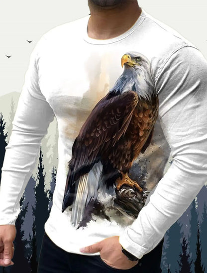 Men's T shirt Tee Animal Wolf Crew Neck Clothing Apparel 3D Print Outdoor Halloween Long Sleeve Print Vintage Fashion Designer