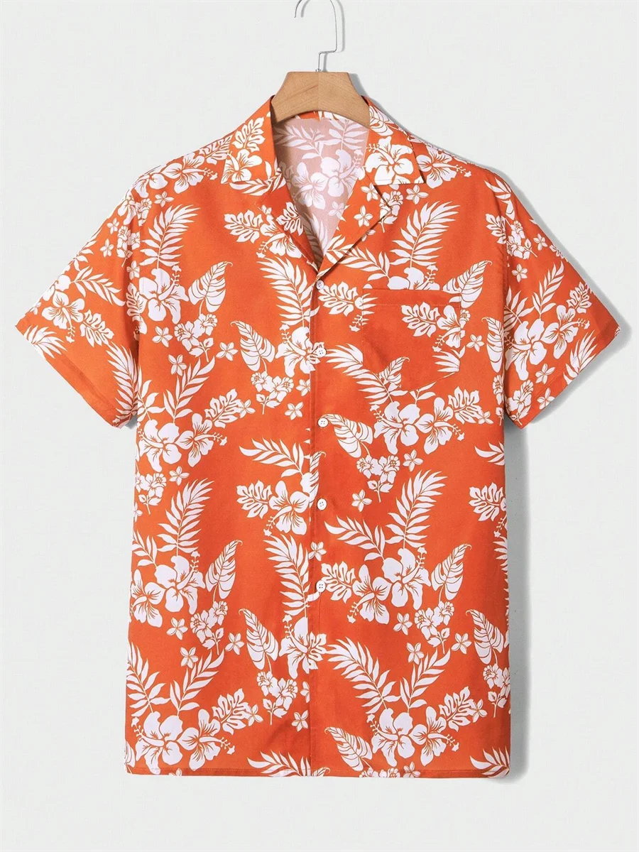 Summer men's new tropical 3D printing lapel short-sleeved shirt Hawaiian casual daily wearing large size XS-5XL
