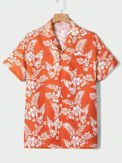 Summer men's new tropical 3D printing lapel short-sleeved shirt Hawaiian casual daily wearing large size XS-5XL