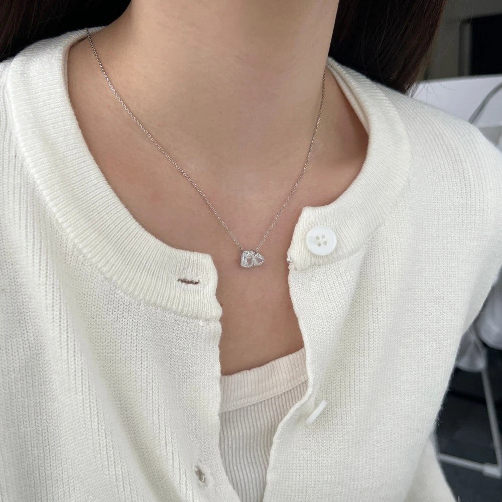 Vinregem Sparkling Crushed Ice Cut Lab Created Sapphire Gems Pendant Necklaces 100% 925 Sterling Silver Fine Jewelry Wholesale