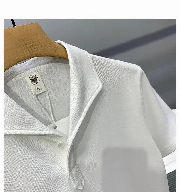 Men's Clothing Comfortable Casual Solid Color Orange Polo Shirt Short Sleeve T-Shirt Summer Loose Fit Collared Trendy Everyday