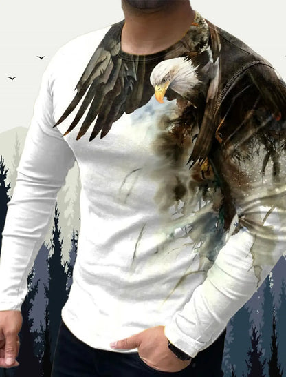 Men's T shirt Tee Animal Wolf Crew Neck Clothing Apparel 3D Print Outdoor Halloween Long Sleeve Print Vintage Fashion Designer