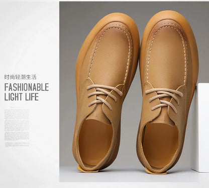 2026 Men Brogue Casual Shoes Men Genuine Leather Shoes Work Boots Business Casual Sneakers Work Personalized Fashionable Shoes