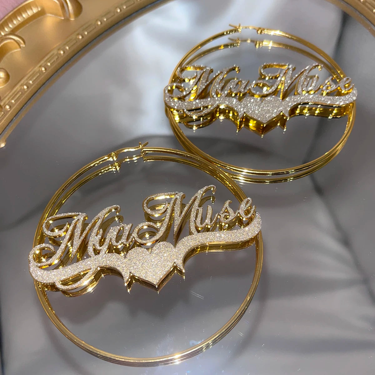 Custom Name Hoop Earrings Personalized Stainless Steel Bling Name Earrings Colorful Big Hoops Earring for Women Jewelry Gift