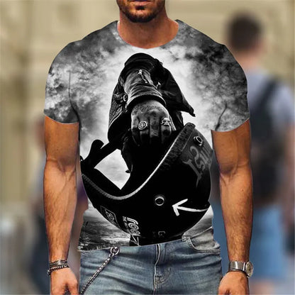 Fashion Street Motorcycle Men T-Shirts Hot Selling Locomotive Pattern 3D Printed Short Sleeve Tees Moto & Biker Hip Hop Man Tops