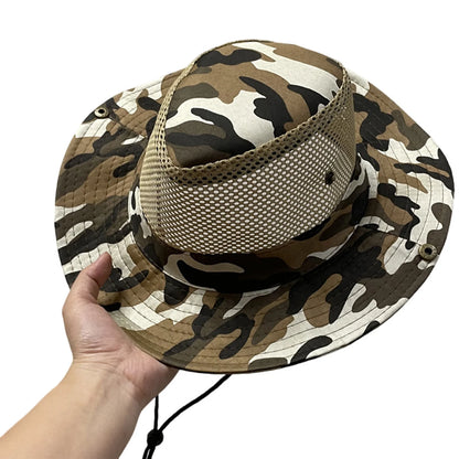 Summer Bucket Hats Hollow out Breathable Wide Brim Fisherman Hat Drawstring UV Protection Casua Hats for Outdoor Travel Hiking