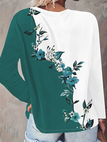 Summer new fashion 2025 women's casual long-sleeved printed T-shirt