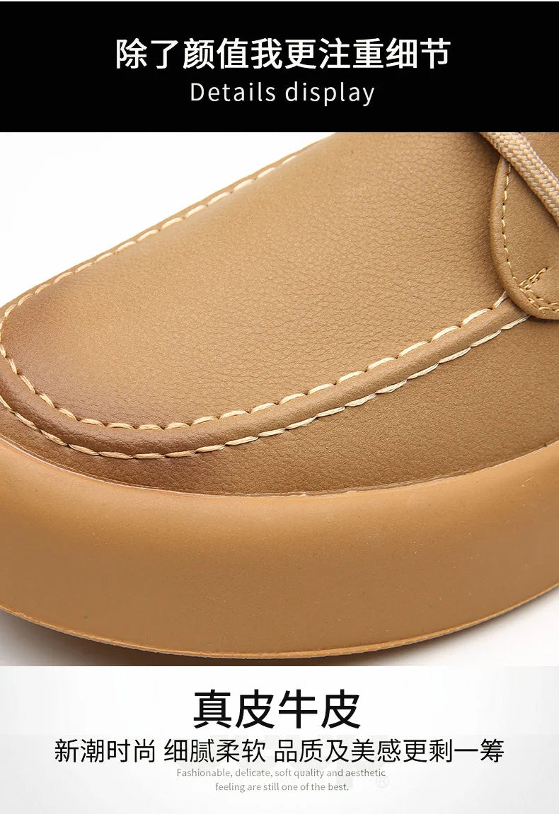 2026 Men Brogue Casual Shoes Men Genuine Leather Shoes Work Boots Business Casual Sneakers Work Personalized Fashionable Shoes