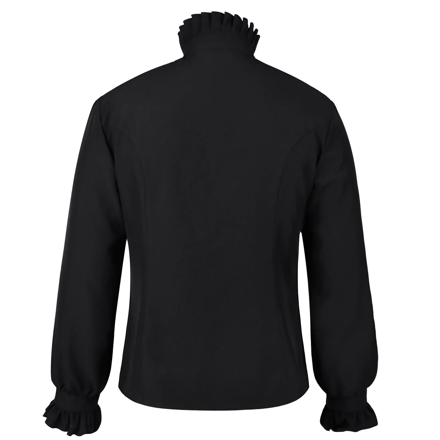 2026 Black&White Vintage Court-Style Stand Collar Ruffled Shirts for Men,Gothic Pleated Cuffs Glamorous Pirate-Style Men's Shirt