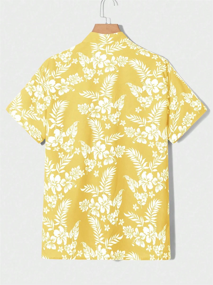 Summer men's new tropical 3D printing lapel short-sleeved shirt Hawaiian casual daily wearing large size XS-5XL