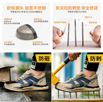 Work Sneakers Steel Toe Shoes Men Safety Shoes Puncture-Proof Work Shoes Boots Indestructible Footwear Security Lightweight