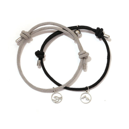 Sea Mountain Bracelet Couple Stainless Steel Magnetic Gift Handmade Adjustable Forever Love Relationship Bracelet Friends
