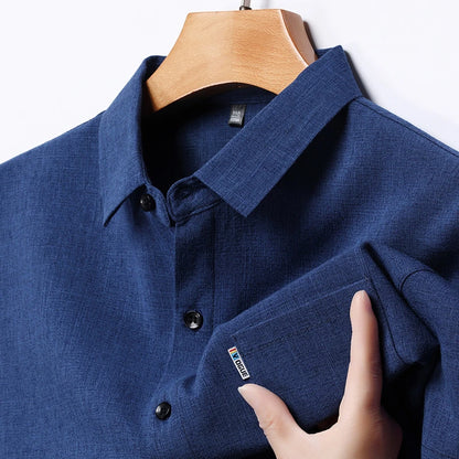 New Men's Business Casual Short Sleeved Printed Shirt with Wrinkle Resistance No Ironing Comfortable All Season Versatile Top