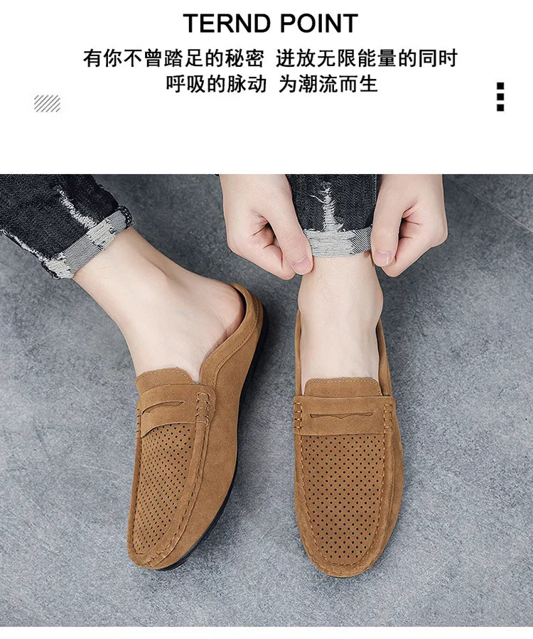 Men's Doudou Shoes Half Support Breathable Baotou Half Slippers Loafer Shoes
