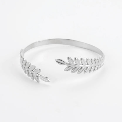 Skyrim Stainless Steel Greek Roman Laurel Leaf Bracelet for Women Gold Color Wheat Ears Boho Bangle Jewelry Valentine's Day Gift