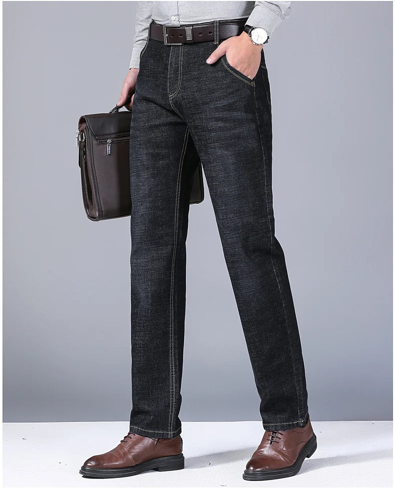 Autumn new men's micro elastic straight leg denim pants with shape and skin friendly business men's pants in multiple sizes