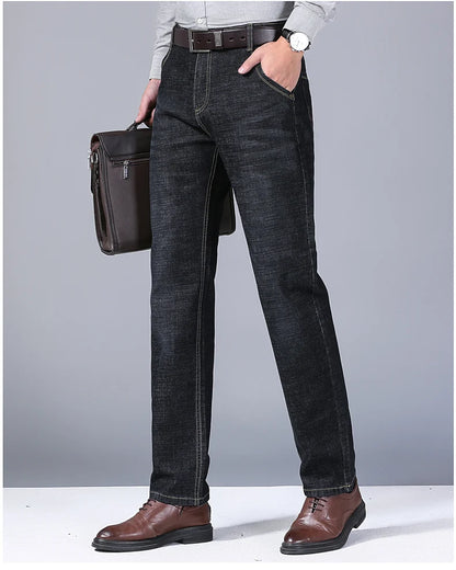Autumn new men's micro elastic straight leg denim pants with shape and skin friendly business men's pants in multiple sizes