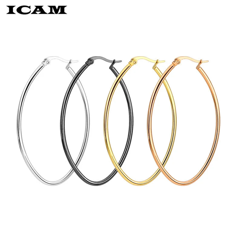 ICAM Jewelry  Hoop Earring For Women Brincos Gold Color Geometric Earrings Steampunk Style Statement Party Jewelry