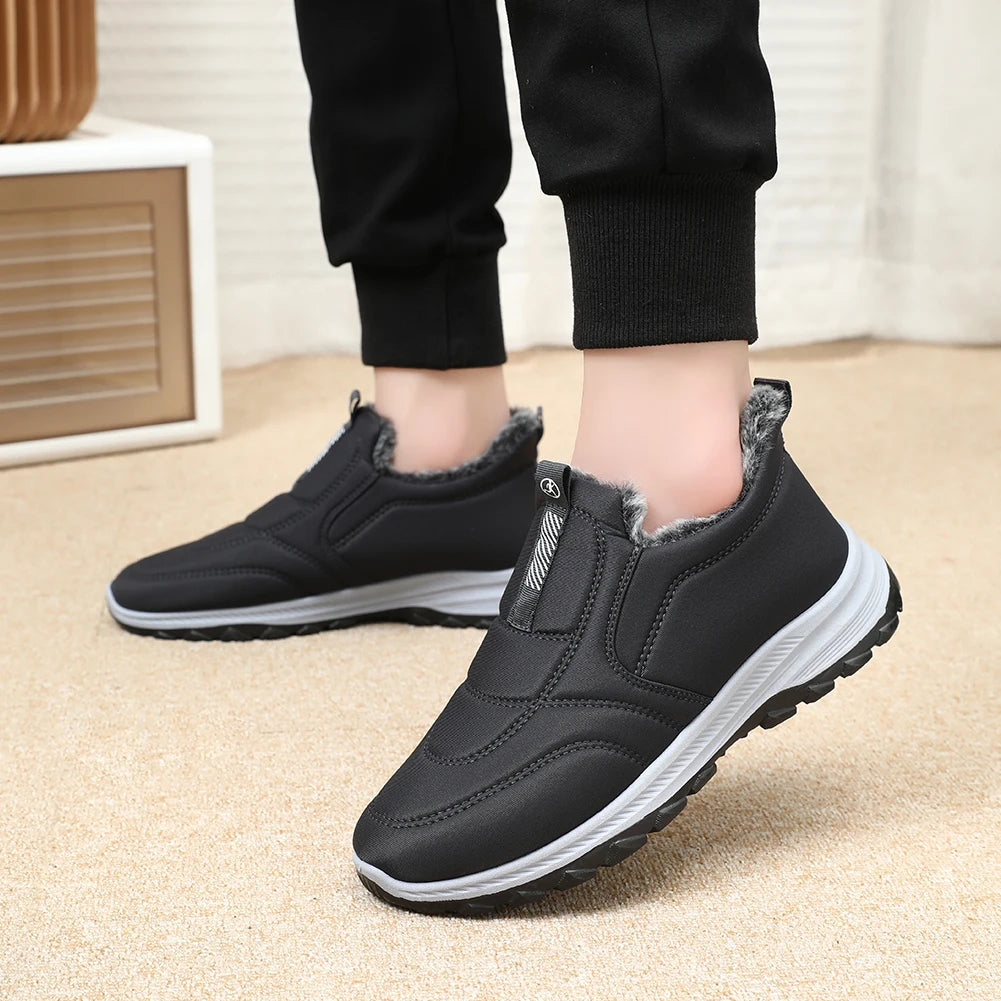 Warm Walking Shoes Lightweight Thermal Ankle Boots Comfortable Slip On Sneakers Winter Thick Fur Shoes for Outdoor Sports