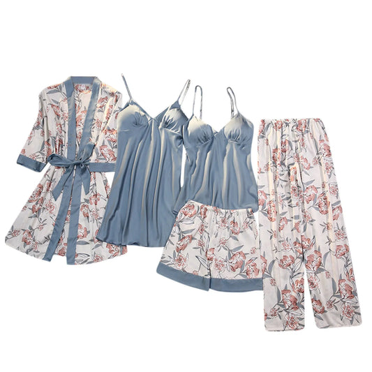 Sexy Sling Nightgowns Wireless Pajamas Set Lace Silk Nightdress Women Breathable Sleepwear Night Dress Women пижама женская