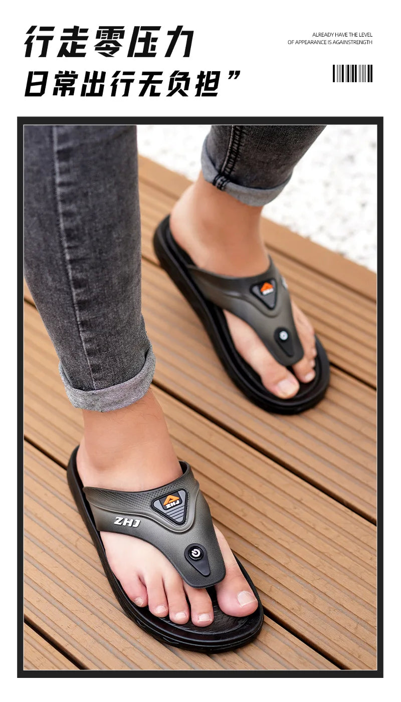 Men's Bathroom Flip Flops Summer Outdoor Anti Slip Men's Casual Beach Slippers