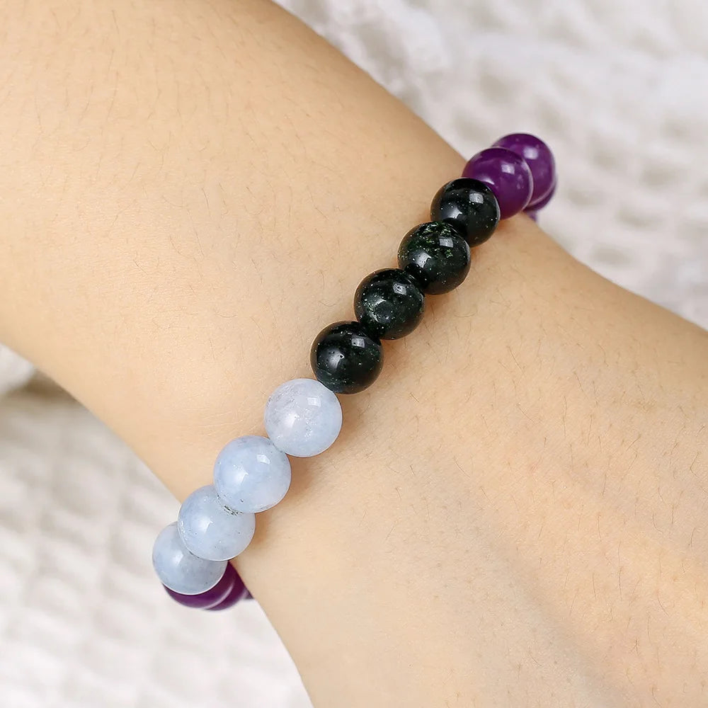 Meetvii Handmade 8mm Onyx Natrual Stone Beaded Bracelets for Women Men Hematite Healing Braslet Cadeau Homme Leisure Jewelry