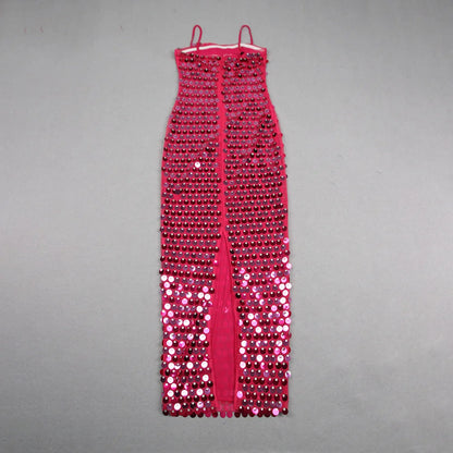 High quality sequin luxury suspender women girl dress, banquet annual party meeting dresses skirt Strap Sleeveless Skinny Shiny