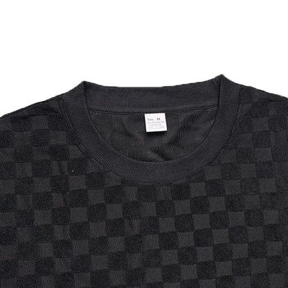 Men's Summer Checkered Loose Two-piece Sports Leisure Suit Short Sleeve T-shirt Shorts Casual Suit Plus Size Fashion Men's Suit