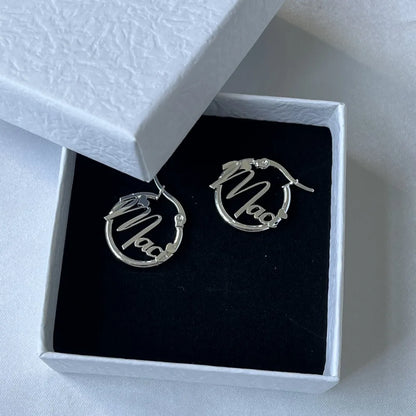 DUOYING Custom Nameplate Earrings Hoops 20mm 18K Gold Plated Stainless Steel Letter Round Earring Jewelry For Kids Gift