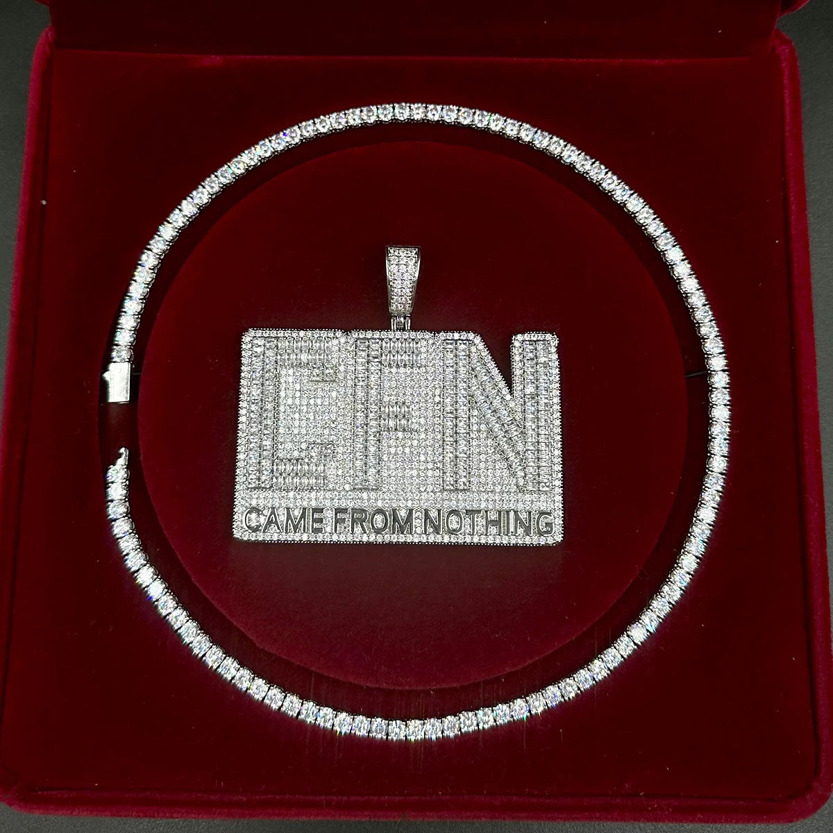 Aokaishen Pendant Iced Out Necklace for Men Came From Nothing Charms Bling Hip Hop Jewelry 2023 Trending