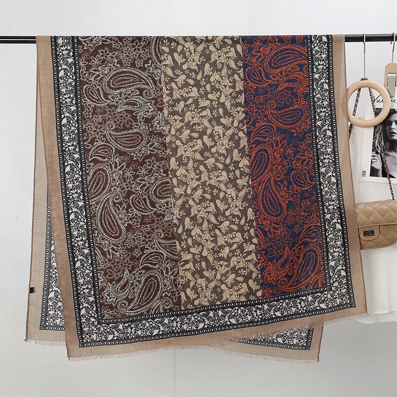 2026 Spring Paisley Pashmina Scarf Shawl Muslim Ramadan Hijabs for Women Autumn Designer Print Female Sunscreen Beach Stoles