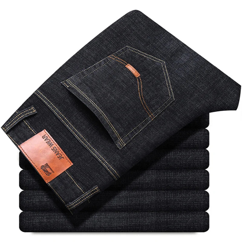 Autumn new men's micro elastic straight leg denim pants with shape and skin friendly business men's pants in multiple sizes