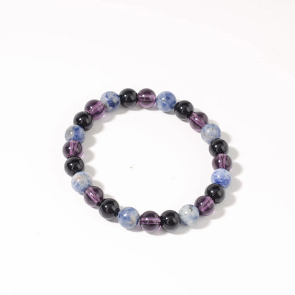 Gorgeous Winter Accessories Black Purple Blue Patterned Stone Amethyst Bracelets for Girlfriend Travel Bracelet Beads