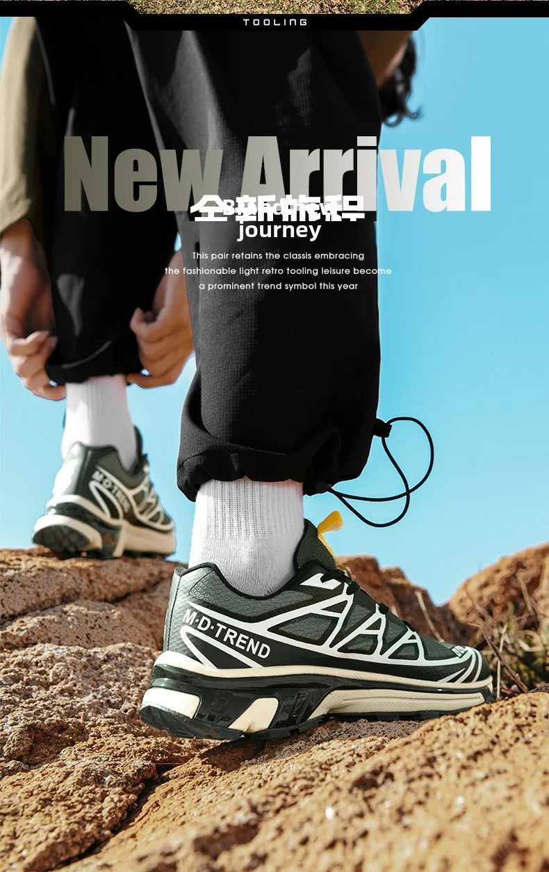 Men's hiking shoes, wear-resistant and anti slip outdoor sports shoes, fashionable and lightweight casual walking shoes