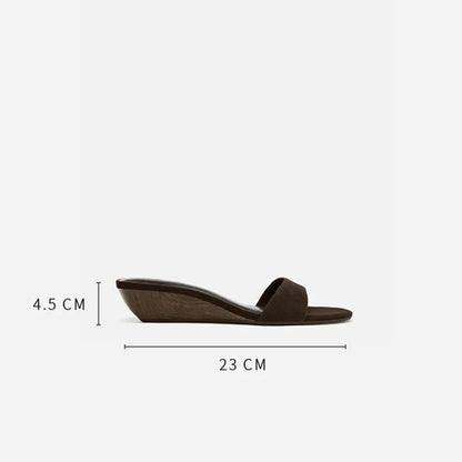 Suede Brand Wedge Heel Sandals For Women Designer Summer Fashion Outdoor Slippers Elegant Luxury Simple High-end Banquet Shoes