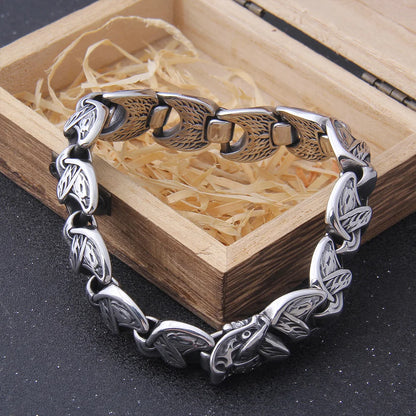 Viking Ouroboros vintage punk bracelet for men stainless steel fashion Jewelry hippop street culture