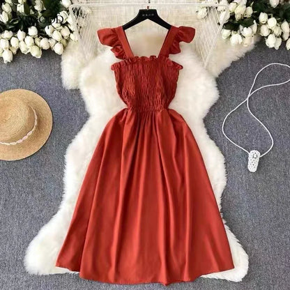 YuooMuoo Korean Fashion A-line Women Dress 2025 Aesthetic Slim Elastic Waistband Summer Dress Vacation Style Lady Beach Vestidos