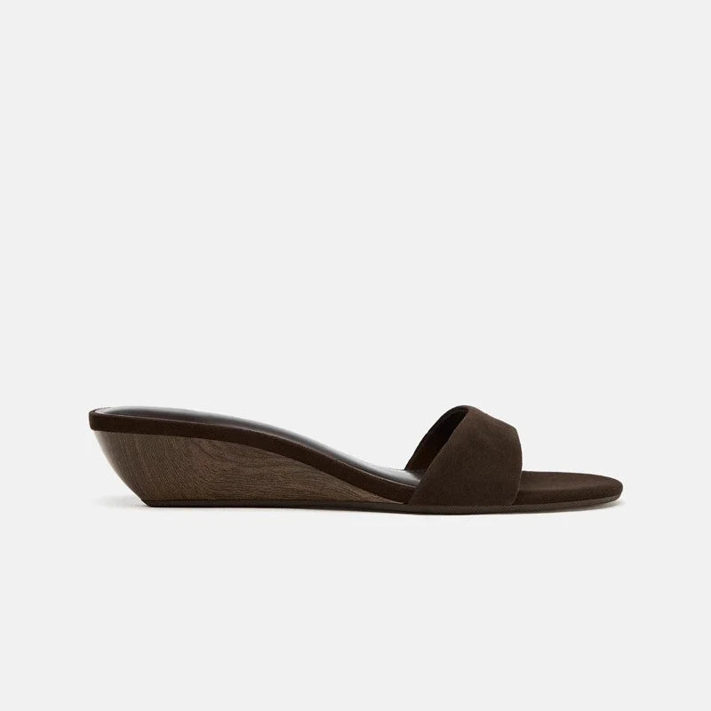 Suede Brand Wedge Heel Sandals For Women Designer Summer Fashion Outdoor Slippers Elegant Luxury Simple High-end Banquet Shoes