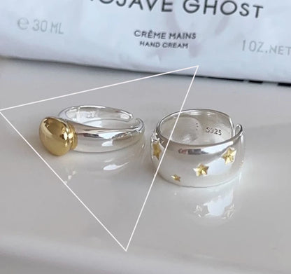 Sam Panda 925 Sterling Silver Rings For Women Men Fine Jewelry Finger Adjustable Open Vintage Chain Ring For Party Birthday Gift